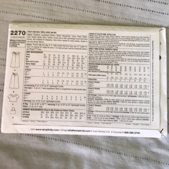 Simplicity pattern BNWT 7,8,10,12,14 - Picture 3 of 3